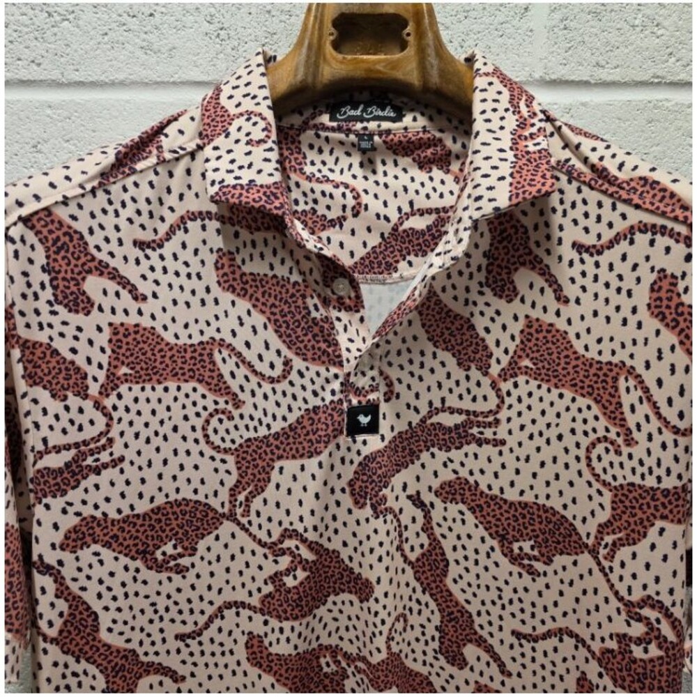 Bad Birdie Large Sahara Cheeta Golf Polo Shirt - Picture 6 of 10